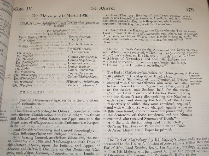 1830 JOURNALS OF THE HOUSE OF LORDS BOUND VOL NO. 62 - GEORGII QUARTI - KD 4D