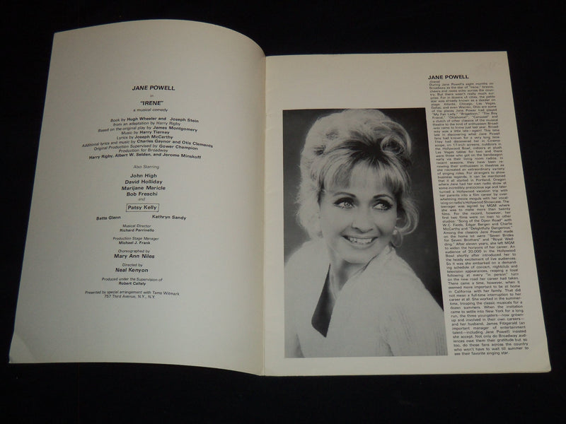 1974 IRENE BROADWAY CAST BOOK - JANE POWELL - J 8923