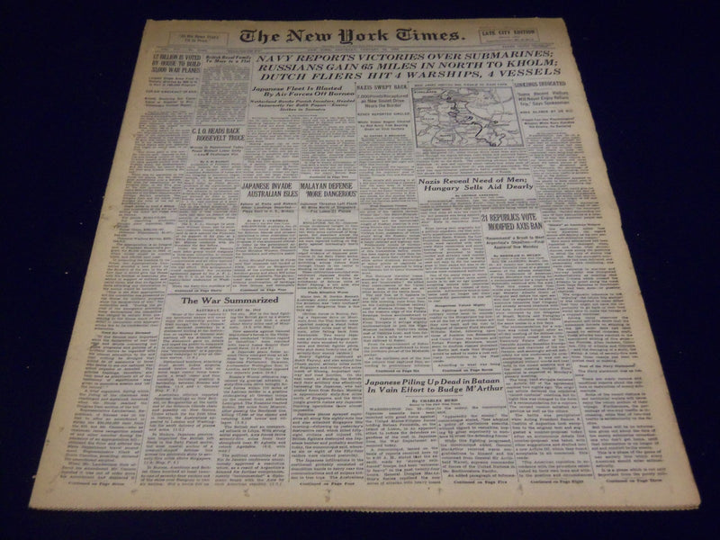 1942 JANUARY 24 NEW YORK TIMES RUSSIANS GAIN 65 MILES IN NORTH TO KHOLM - NT 904