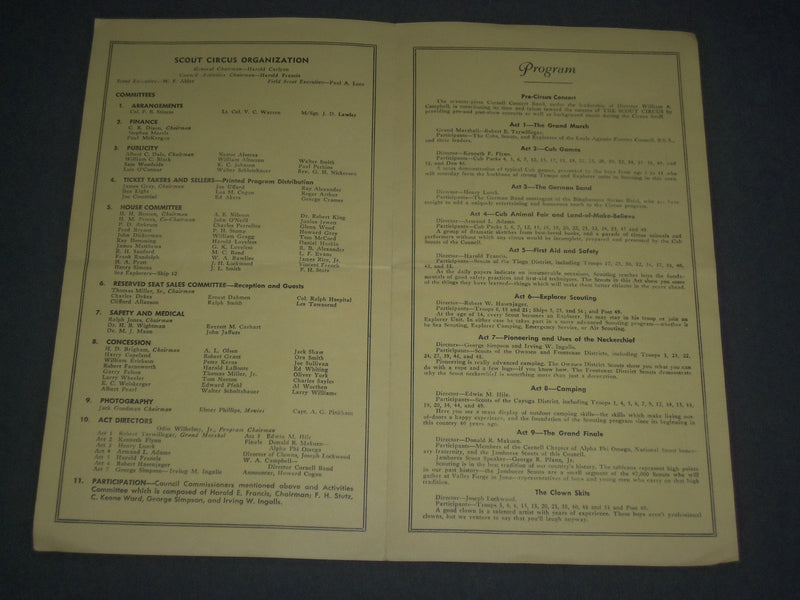 1950 APRIL 15 THE SCOUT CIRCUS PROGRAM - CORNELL HALL - ITHACA NEW YORK - J 2628