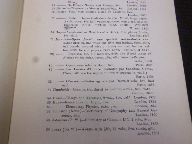 1884 FEBRUARY 15 W. O. DAVIE & COMAPNY CATALOG OF BOOKS AUCTION - J 5212