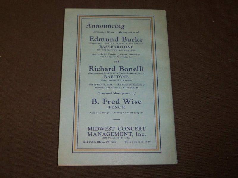 1925-1926 CHICAGO & MIDWEST MUSICIANS & ALLIED ARTISTS DIRECTORY BOOK - KD 5177