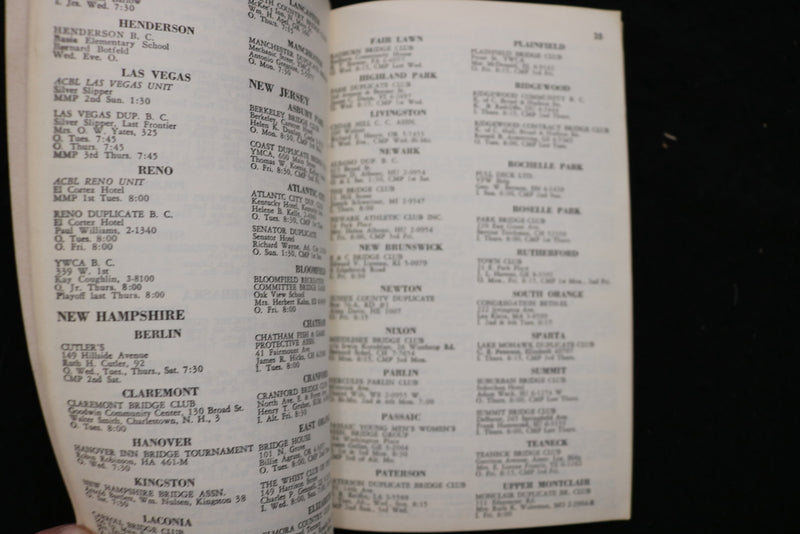 1955-1961 AFFILIATED DUPLICATE BRIDGE CLUBS DIRECTORIES - LOT OF 7 - K 2399