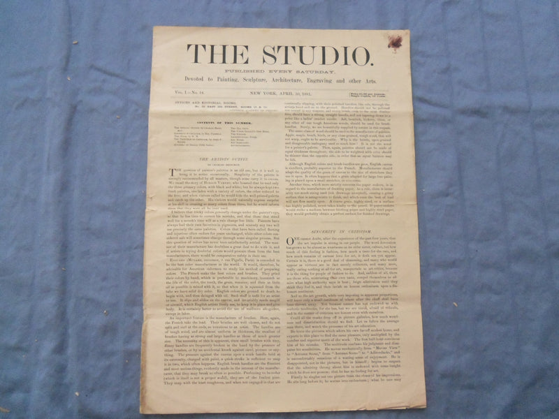 1881 THE STUDIO AND MUSICAL REVIEW NEWSPAPER - LOT OF 4 - NP 8416