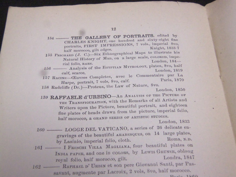 1884 FEBRUARY 15 W. O. DAVIE & COMAPNY CATALOG OF BOOKS AUCTION - J 5212