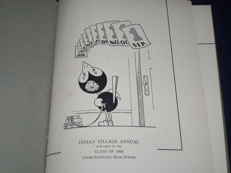 1938 INDIAN VILLAGE ANNUAL UPPER SANDUSKY HIGH SCHOOL YEARBOOK - YB 717