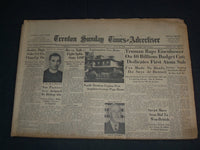 1952 JUNE 15 TRENTON SUNDAY TIMES-ADVERTISER NEWSPAPER -TRUMAN RAPS IKE- NP 3395