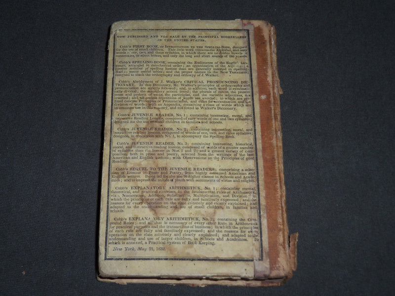 1836 COBB'S JUVENILE READER NO. 3 BOOK BY LYMAN COBB - CHAMBERSBURGH - KD 4841