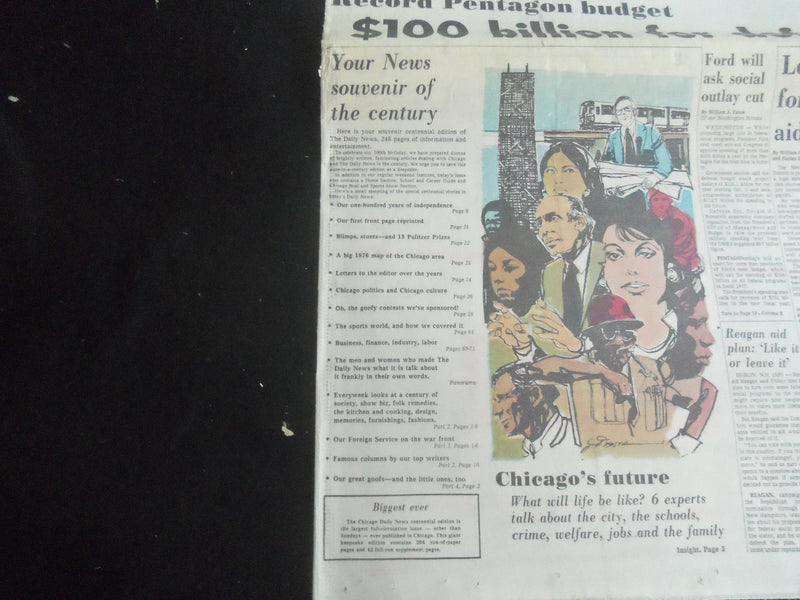 1976 JANUARY 17-18 CHICAGO DAILY NEWS NEWSPAPER - CENTENNIAL EDITION - NP 5853