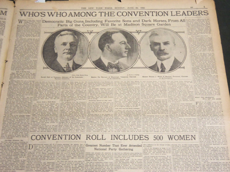 1924 JUN 22 NY TIMES SPECIAL FEATURES LEADERS POINT OUT DUTY DEMOCRATS - NT 7091