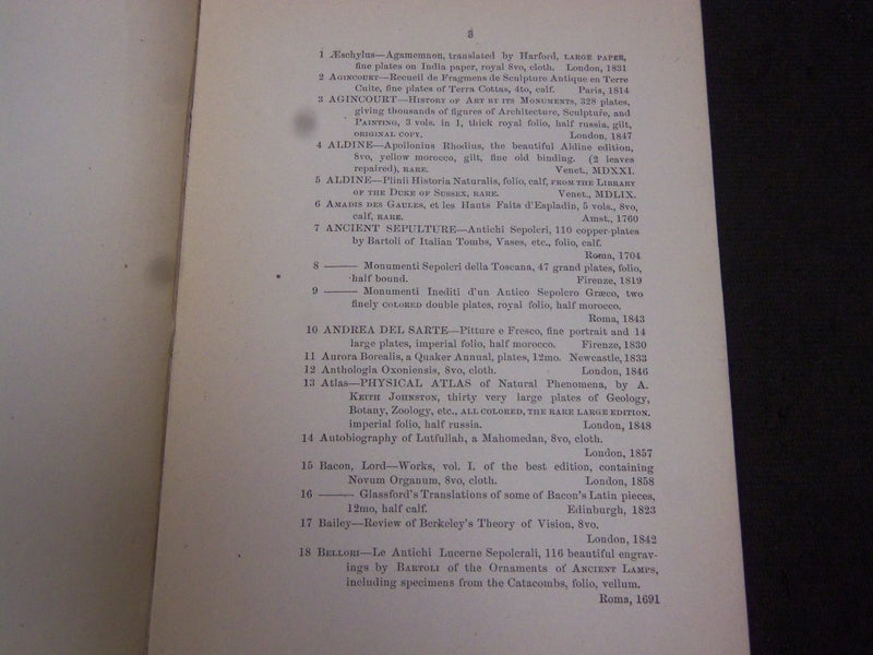 1884 FEBRUARY 15 W. O. DAVIE & COMAPNY CATALOG OF BOOKS AUCTION - J 5212