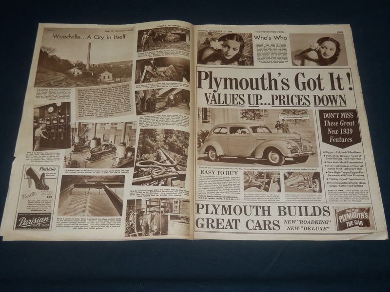 1938 NOVEMBER 27 PITTSBURGH PRESS SUNDAY ROTO SECTION - JOAN FONTAINE - NP 4441