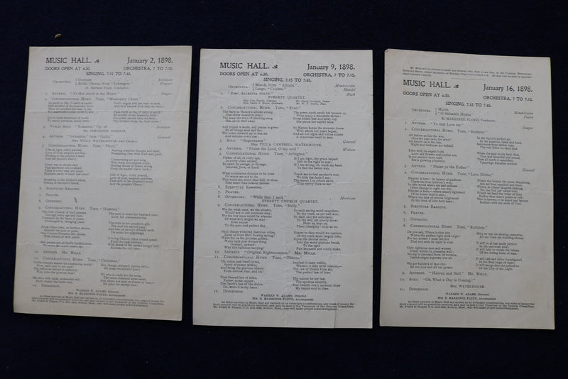 1897-1898 BOSTON MUSIC HALL PROGRAMS - LOT OF 19 - R. MARRINER FLOYD - K 1634
