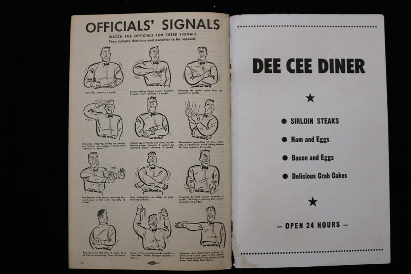 1950 DEE CEE DINER FOOTBALL SCHEDULES-RECORDS - K 2840