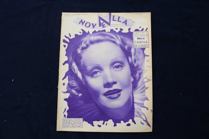 1934 DECEMBER 9 NOVELLE MAGAZINE - MARLENE DIETRICH - ITALIAN COVER - E 23776