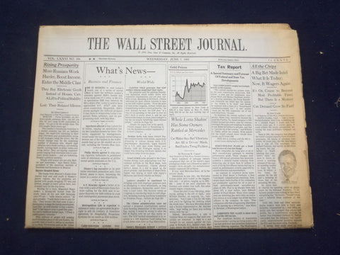 1995 JUNE 7 THE WALL STREET JOURNAL - RUSSIANS WORK HARDER, MIDDLE CLASS- WJ 159