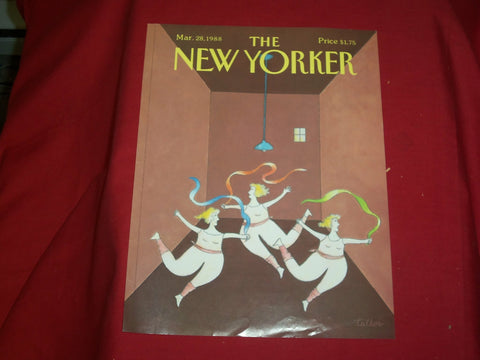 1988 MARCH 28 NEW YORKER MAGAZINE FRONT COVER ONLY - GREAT ART FOR FRAMING
