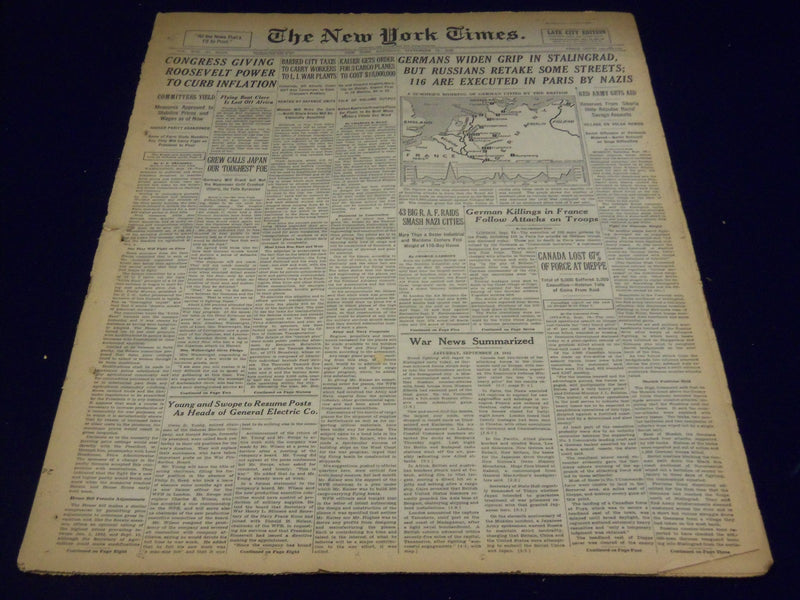 1942 SEPTEMBER 19 NEW YORK TIMES - 116 ARE EXECUTED IN PARIS BY NAZIS - NT 1574
