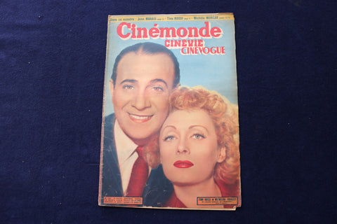 1949 MAR 14 CINEMONDE MAGAZINE - TINO ROSSI & MICHELINE FRANCEY COVER - E 23923