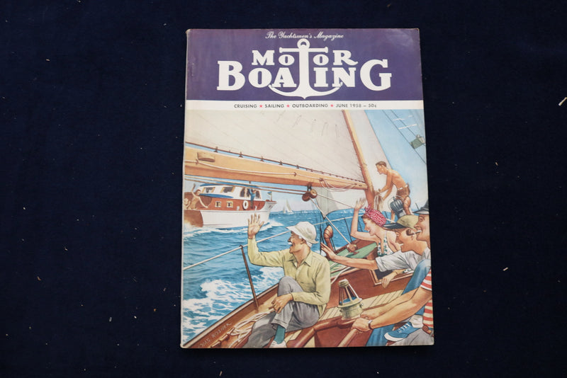 1958 JUNE MOTOR BOATING MAGAZINE - AN ILLUSTRATED BOAT COVER - E 11712