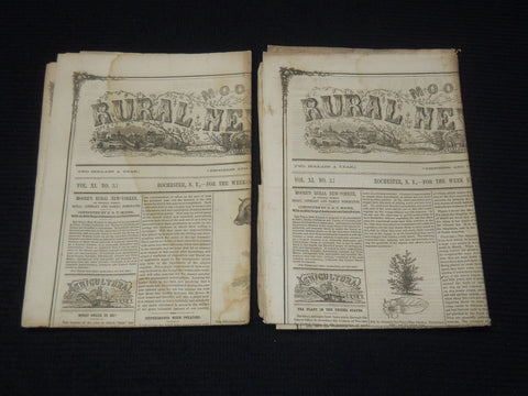 1860 MOORE'S RURAL NEW YORKER NEWSPAPER LOT OF 2 ISSUES - ROCHESTER NY - NP 8964