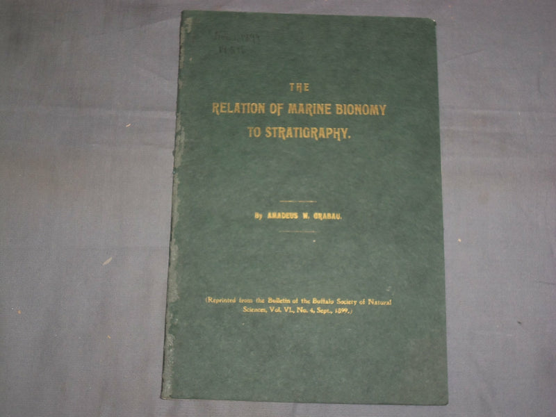 1899 THE RELATION OF MARINE BIONOMY TO STRATIGRAPHY - J 4957