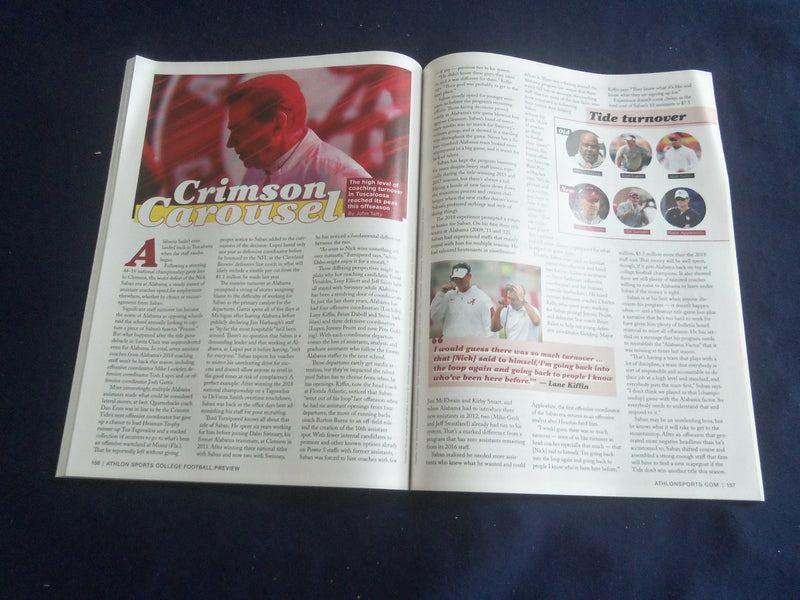 2019 ALTHON SPORTS MAGAZINE -2019 COLLEGE FOOTBALL PREVIEW -TAGOVAILOA -SP 1220H