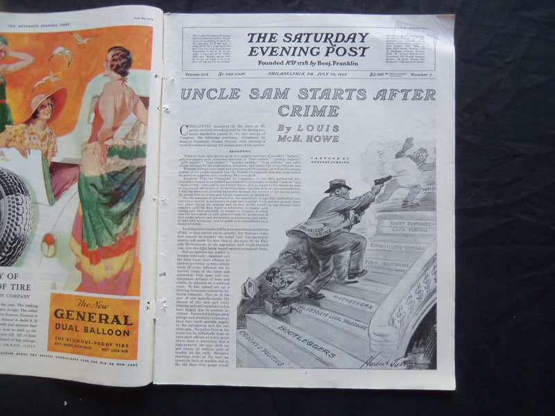 1933 JULY 29 THE SATURDAY EVENING POST MAGAZINE - ILLUSTRATED COVER - SP 1523