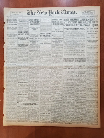 1921 JANUARY 26 NEW YORK TIMES - MILLER REFUFFS HYLAN IN TRACTION PLEA - NT 8101