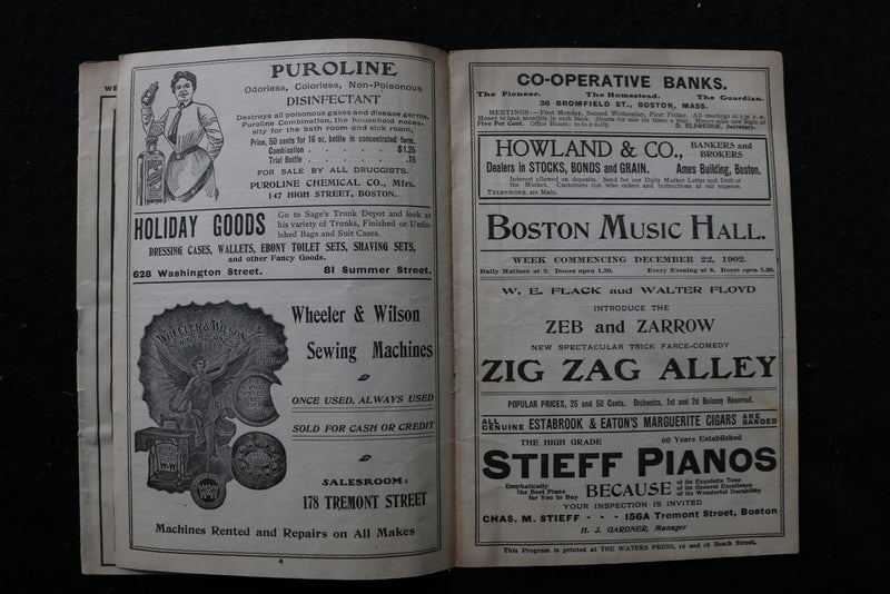 1901-1902 BOSTON MUSIC HALL THEATRE PROGRAMS - LOT OF 6 - K 1964