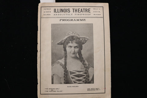 1901 ILLINOIS THEATRE PROGRAMME - ALICE NIELSEN - SARAH BERNHARDT - K 3034