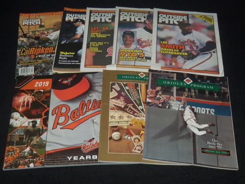 1994-2019 BALTIMORE ORIOLES YEARBOOKS -OUTSIDE PITCH-PROGRAMS LOT OF 9 - O 3790