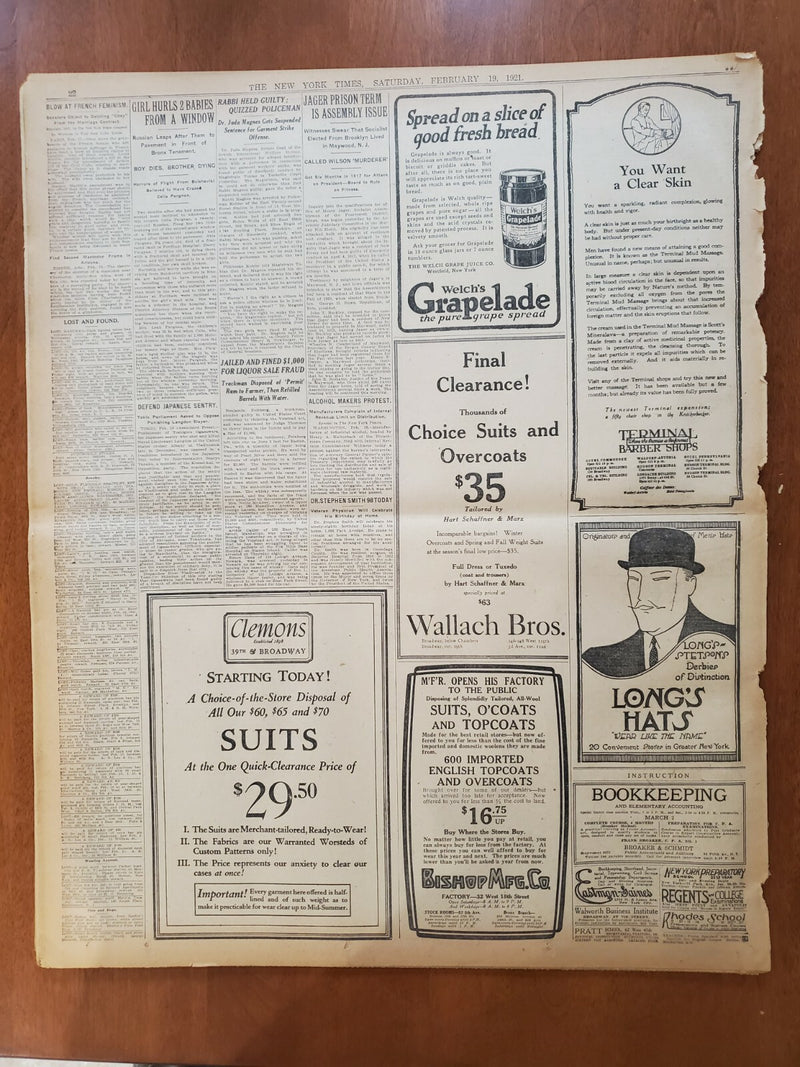 1921 FEBRUARY 19 NEW YORK TIMES - ARREST AT RITZ REVEALS BIG THEFT - NT 8136