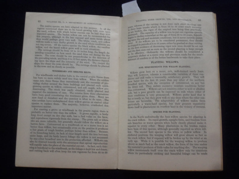 1915 DECEMBER WILLOWS: THEIR GROWTH, USE, AND IMPORTANCE SOFTCOVER BOOK - J 9618