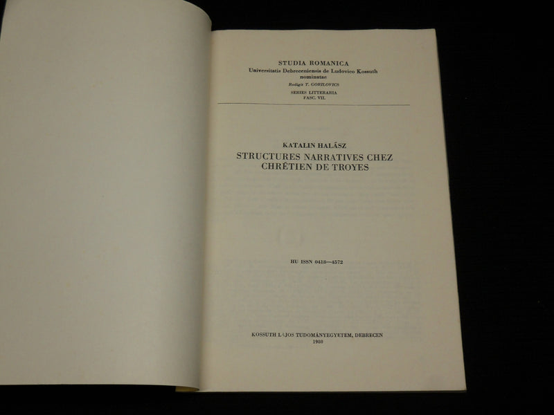 1980 STRUCTURES NARRATIVES CHEZ CHRETIEN DE TROYES SOFTCOVER BOOK - J 6981