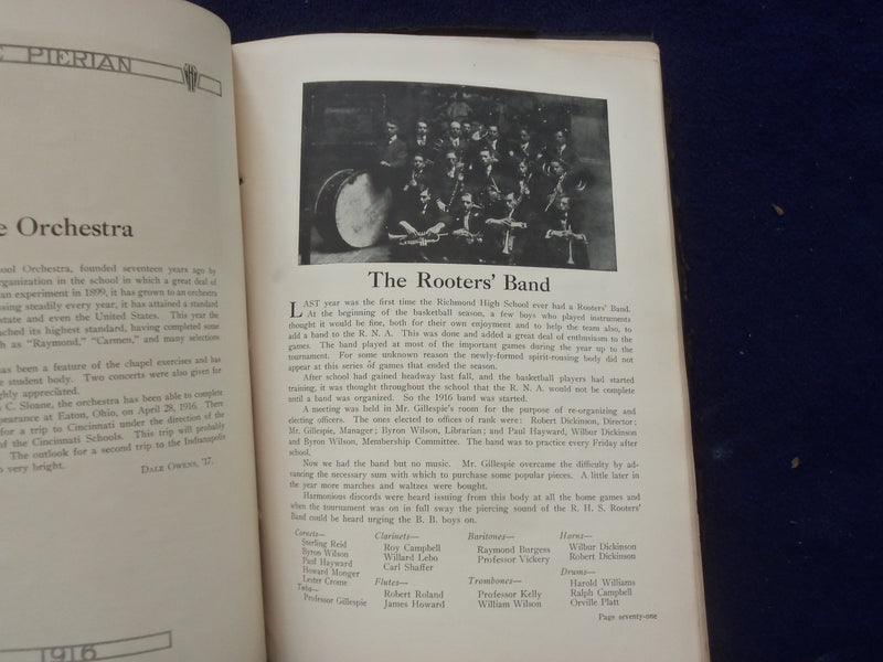1916 PIERIAN RICHMOND HIGH SCHOOL YEARBOOK - RICHMOND, INDIANA - YB 1925W