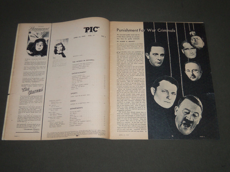 1945 APRIL 24 PIC MAGAZINE - LAUREN BACALL COVER - ST 5098