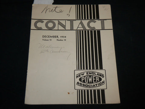 1934 DECEMBER CONTACT NEW ENGLAND POWER MAGAZINE - VOLUME 15 NO. 12 - J 6662