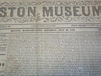 1850 JULY 20 BOSTON MUSEUM NEWSPAPER - DEATH OF ZACHARY TAYLOR - NP 9055