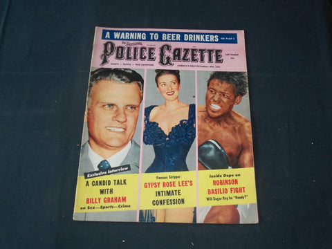 1957 SEP THE NATIONAL POLICE GAZETTE MAGAZINE-BILLY GRAHAM-GYPSY ROSE LEE-B 5678