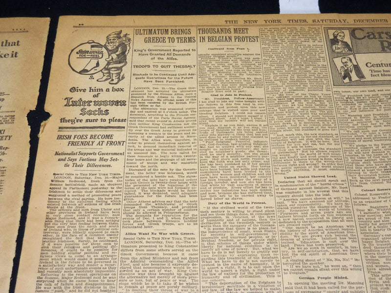 1916 DECEMBER 16 NEW YORK TIMES - CZAR AND DUMA REJECT PREMATURE PEACE - NT 8655