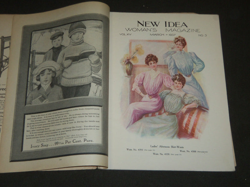 1907 MARCH NEW IDEA WOMAN'S MAGAZINE - COLOR FASHION - ILLUSTRATIONS - ST 254