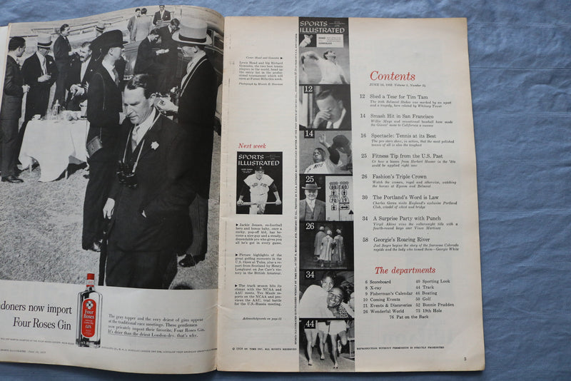 1958 JUNE 16 SPORTS ILLUSTRATED MAGAZINE - HOAD VS. GONZALES COVER - ST 5506G