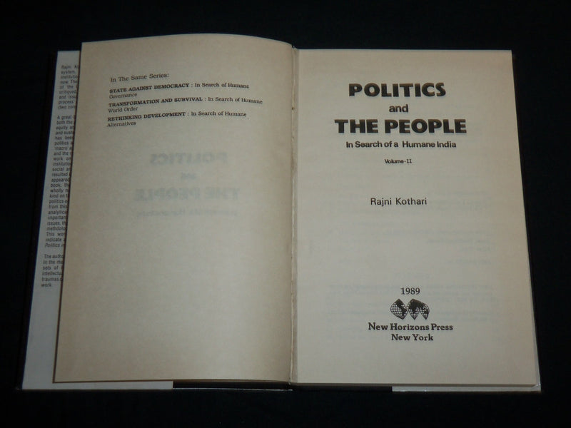 1989 POLITICS AND THE PEOPLE HUMANE INDIA BY RAJNI KOTHARI VOLUME 1 & 2- KD 6983