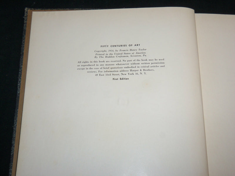 1954 FIFTY CENTURIES OF ART HARDCOVER BOOK BY FRANCIS HENRY TAYLOR - R 708I