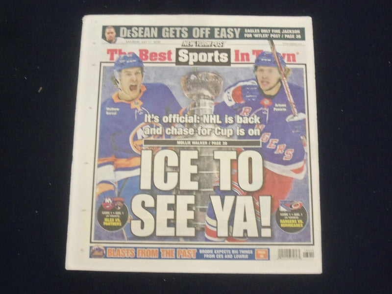 2020 JULY 11 NEW YORK POST NEWSPAPER - NHL IS BACK AND CHASE FOR STANLEY CUP ON