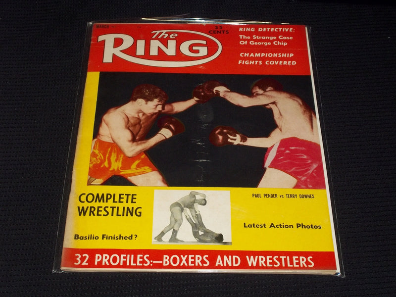 1961 MARCH THE RING MAGAZINE - PENDER DOWNES BOXING COVER - E 3370