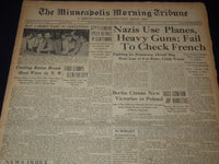 1939 SEPT 16 MINNEAPOLIS MORNING TRIBUNE - NAZIS USE PLANES HEAVY GUNS - NT 9532
