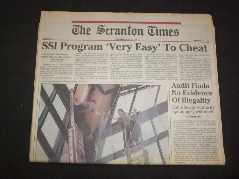 1998 APR 22 THE SCRANTON TIMES NEWSPAPER-SSI PROGRAM VERY EASY TO CHEAT- NP 8386