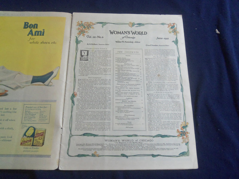 1922 JUNE WOMAN'S WORLD MAGAZINE - ILLUSTRATED NEEDLEWORK IN COLOR - SP 6749H